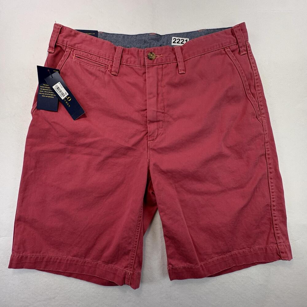 Polo Ralph Lauren Chino Shorts Mens 33 Red Cotton 10 Inseam Relaxed Fit Casual